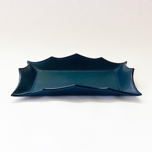 Italian leather cash tray Extra edition Wave motif carton,Buttero navy leather tray,accessory holder,New store openig,Opening celebration