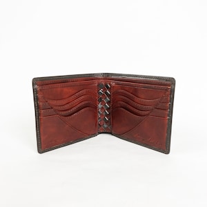 Bifold wallet, folded wallet,Extra edition "Basic" art wallet British bridle leather <D.brown> x Japanese calf leather <Brown> CardType