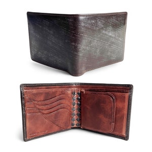 Extra edition "Basic" art wallet British bridle leather <D.brown> x Japanese calf leather <Brown>