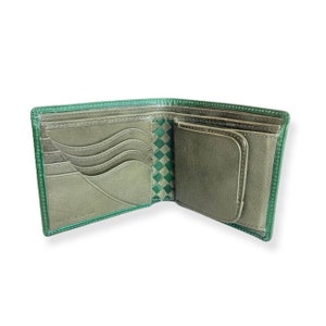 Carteira de couro Bifolde Extra "Basic" Art Wallet Buttero <VERDE> x Barolo <Verde Oliva> Couro italiano