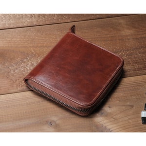 Cartera básica redonda con cremallera <Marrón>