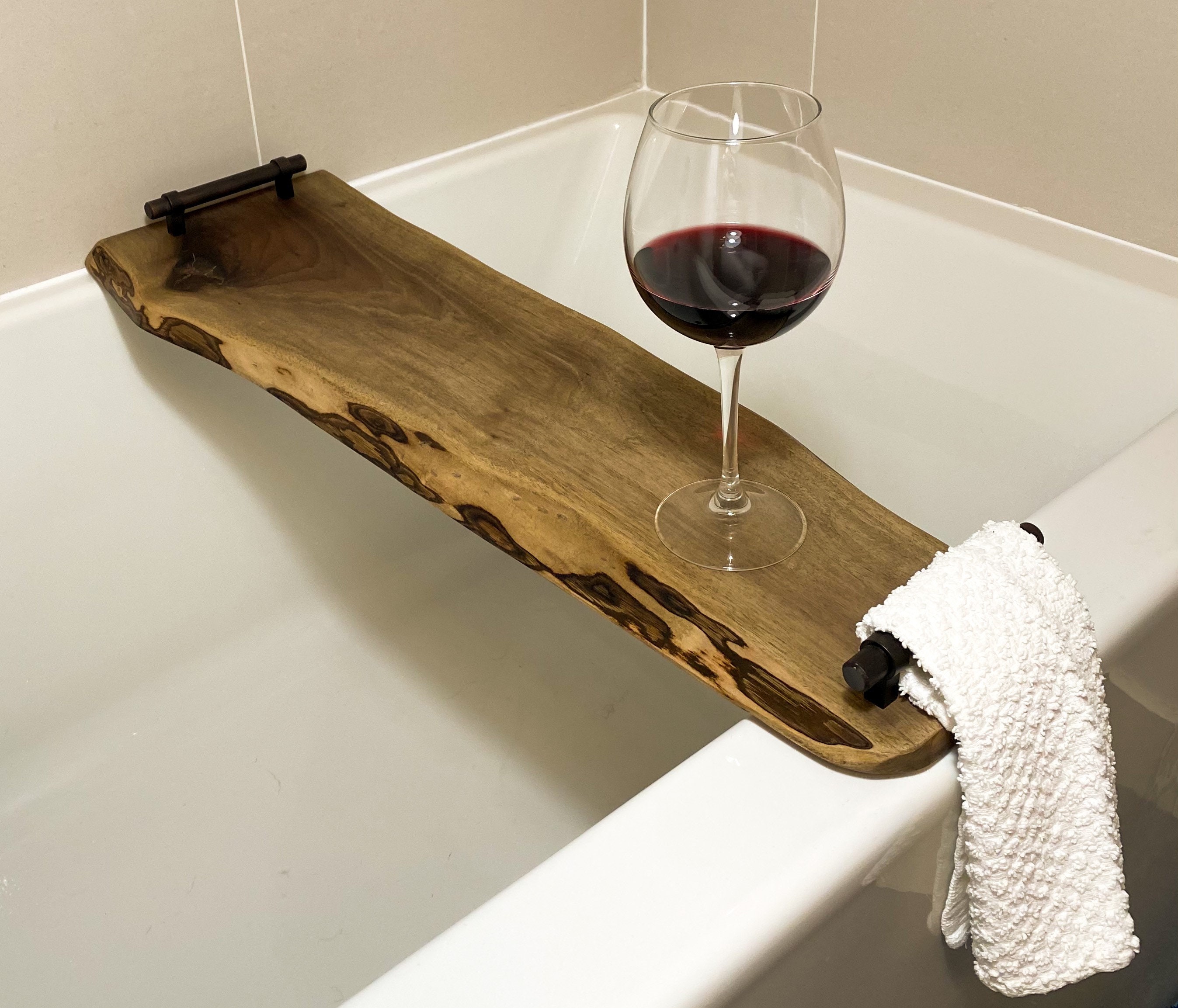 Live Edge Solid Wood Bathtub Tray Bath Caddy Bathroom Etsy