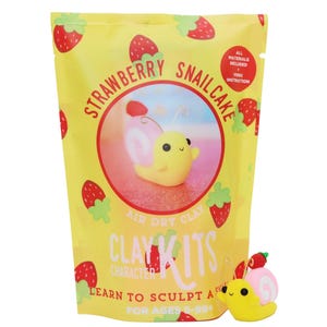 Kit DIY d'argile séchée à l'air libre pour gâteau d'escargots aux fraises | Kit d'artisanat d'escargot mignon avec coquille de shortcake aux fraises | Cadeau DIY amusant pour enfants et adultes