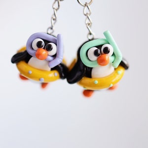 Handcrafted Snorkeling Penguin Keychain – Cute Penguin Accessory for Beach Lovers