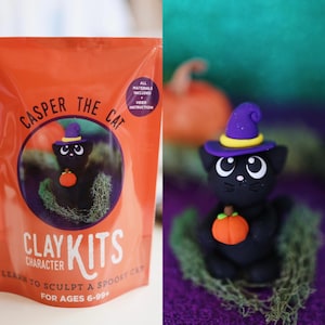 Casper the Cat Polymer Clay Kit - DIY Halloween Basteln für Kinder & Erwachsene - Lustiges Katzen Modellier Kit