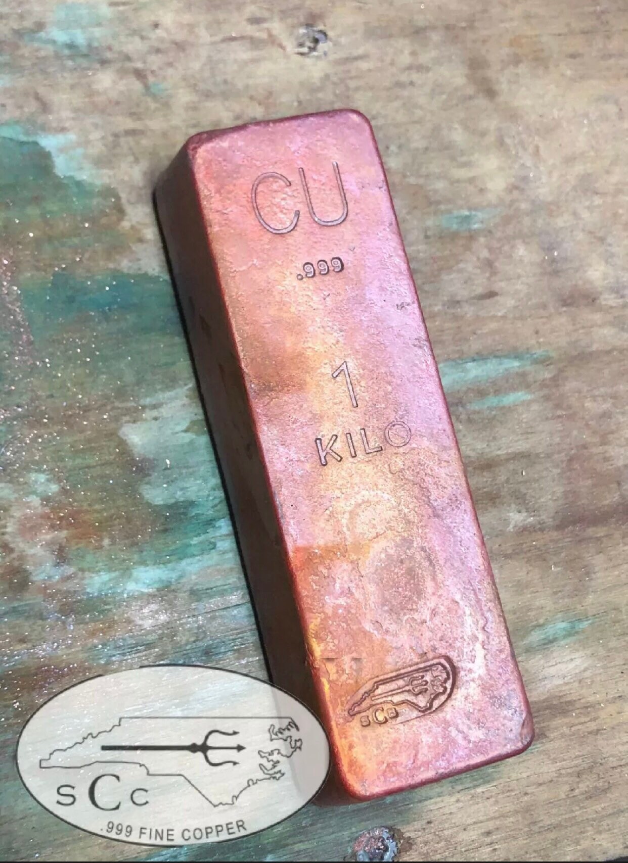 1 Kilo .999 Fine Copper Poured by Silver Coast Copper NC Coast 1kg CU