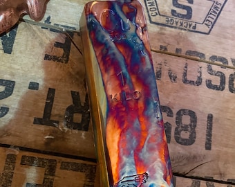 1 Kilo .999 Fine Copper Heat Painted - Poured By Silver Coast Copper ( Art Series! ) 1kg CU