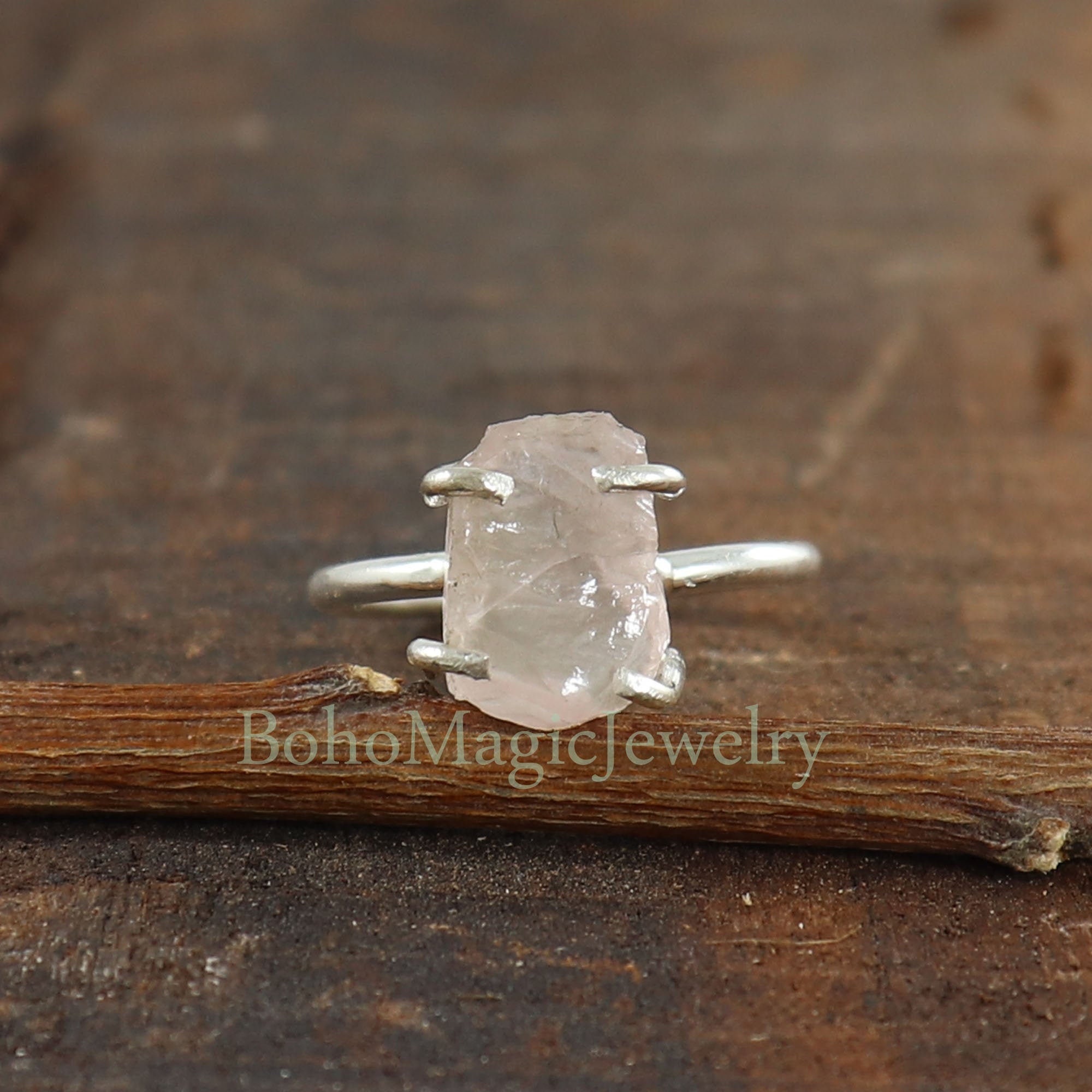 Raw rose quartz ring Clearance