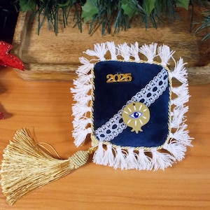 Handmade New Year&#39;s Gouri Pillow: Greek Good Luck Charm, 2026 Decor, Small Christmas decoration