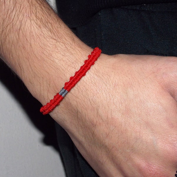 Red surfer bracelet for man | Beach surf jewelry | Adjustable paracord armband | Macrame bracelet | Handwoven bracelet | Gift for boyfriend