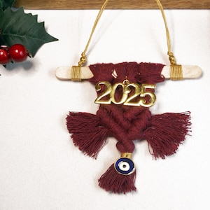Grecka dekoracja świąteczna 2025, Noworoczny amulet na szczęście, Złe oko na nowy rok, Boho świąteczna dekoracja, Boho złe oko na prezent świąteczny