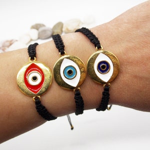 Gold Evil Eye Bracelet: Greek jewelry, Protection accessories, Nazar for gift