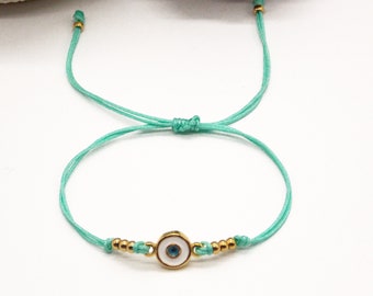 Minimalist Evil Eye Armband: Griechischer Schutzschmuck, Mati Armband