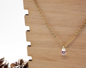 Collana Aurora Borealis Swarovski Crystal: catena in acciaio inossidabile dorato, gioielli in cristallo trasparente