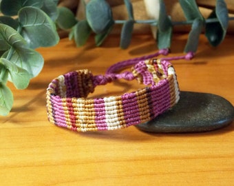 Pulsera surfista ancha morada, Brazalete de hilo encerado, Joyería impermeable para mar y piscina, Regalo para amigo Boho, Pulsera de amistad hippie