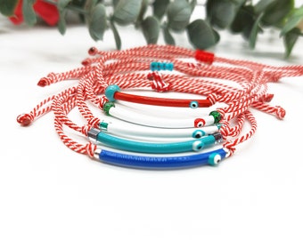 Martenitsa, Martis Bracelet: Red and White Cord, Evil Eye March Jewelry, Baba marta, Martinka