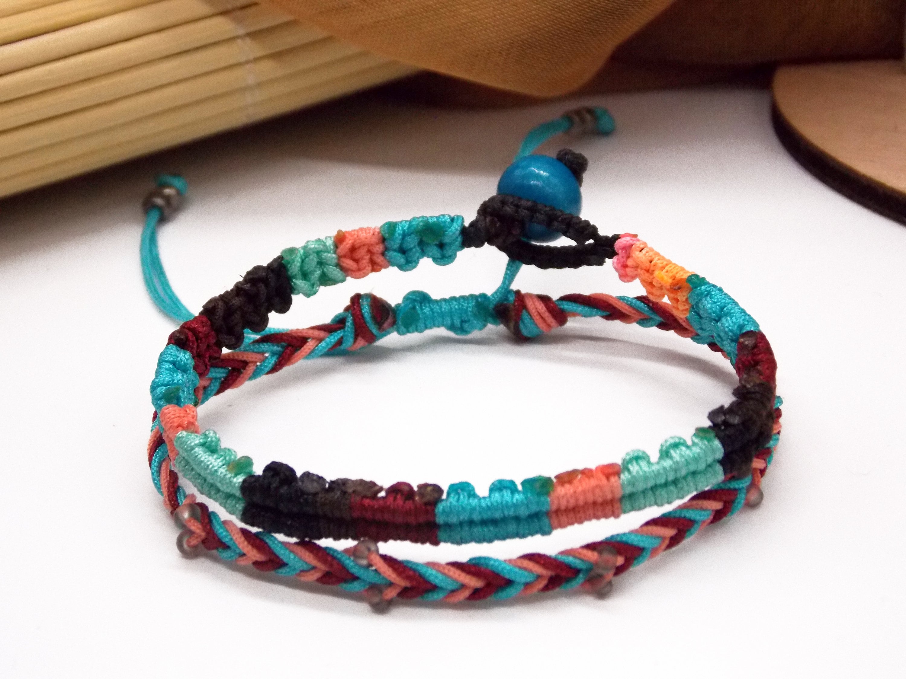15 Cavigliere Braccialetti Estivi Surfista Fatte A Mano - Regolabili Impermeabili Bohémien In Corda Colorata - Donna E Uomo - 2