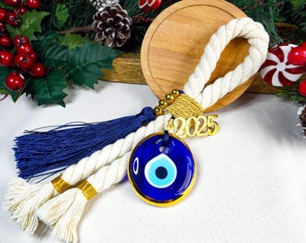 Greek Evil Eye Christmas Gouri 2025: New Year Charm, Blue Tassel, Festive Rope decoration