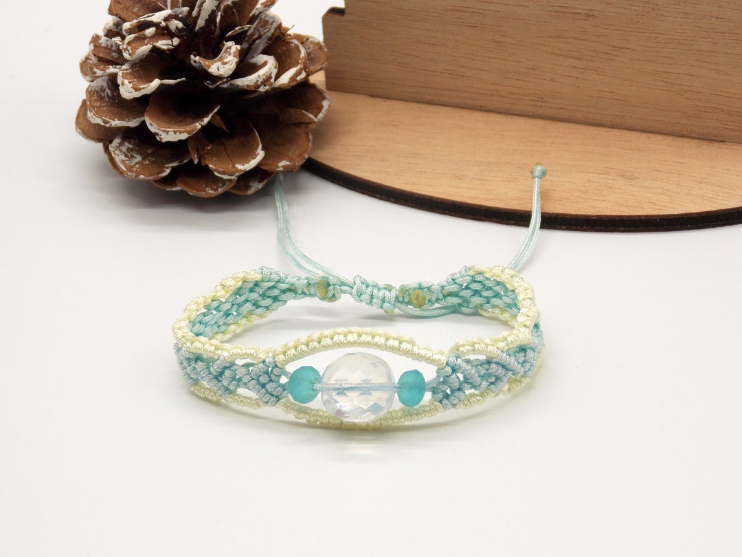 Handwoven Armband Cream White Braided Bracelet Bohemian Etsy