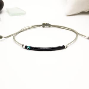 Black evil eye bracelet, Minimalist evil eye jewelry, Evil eye bracelet for boyfriend,Adjustable greek jewelry, Blue evil eye made in Greece