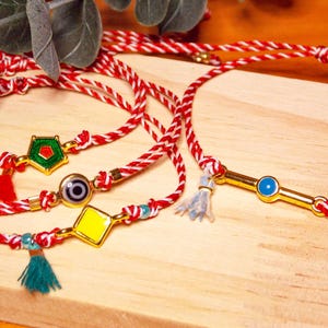 Martis armband Martaki Greek March bracelet Kite Evil eye Gold plated charm Martenitsa for family Martisor Baba Marta Traditional Martinka