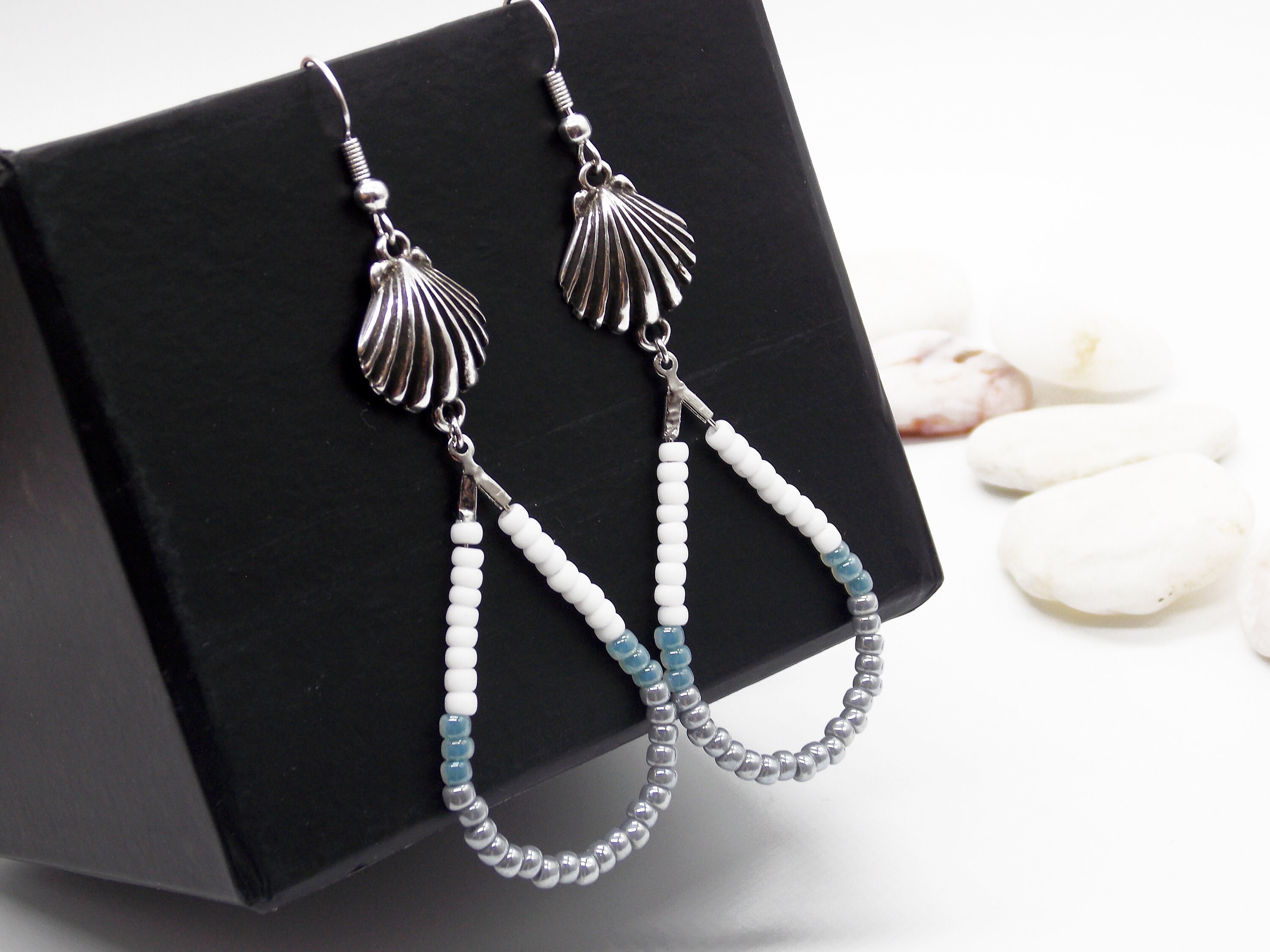 81stgeneration Orecchini a Goccia in Argento 925 con Conchiglia di Occhio di Shiva | Orecchini a Goccia in Argento Sterling con Conchiglia Naturale | Design a Forma di Pera