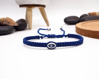 Griechische Mataki Armbinde - Blau Mataki Handgemachtes Armband: Böser Blick Armbinden Verstellbar als Geschenk