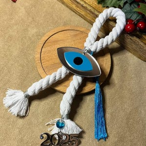 Mirror effect Evil Eye New Year Charm 2025: Greek Home Protection Decor, Christmas ornament
