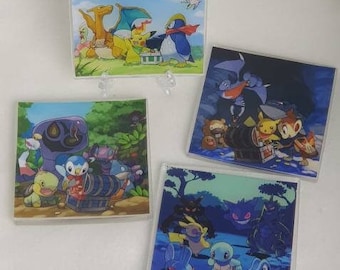 Einzigartige Untersetzer aus Epoxidharz für Pokemonfans (Mystery Dungeon) - Stylisch, hochwertig und dekorativ für Wohn- und Esszimmer