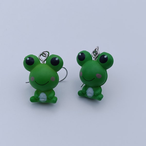 Frog earrings handmade from epoxy resin - super cute - for children and adults