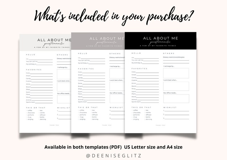 MINIMALIST Employee Favorites List Template My Favorite Etsy