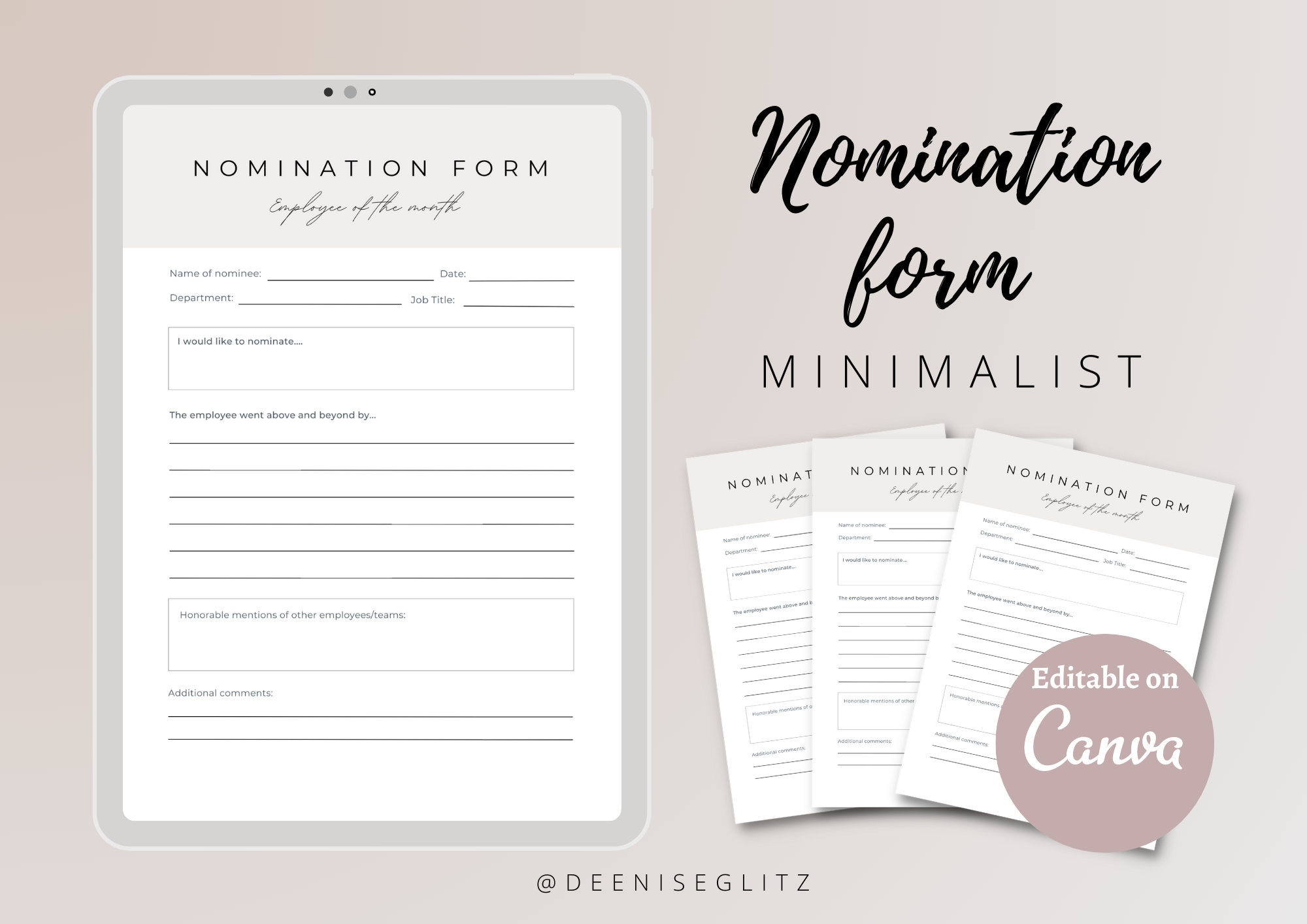 MINIMALIST Employee Nomination Form, Employee of the Month, Recognition, Appreciation, Award Nominee, Editable on Canva - Etsy minimalist-employee-nomination-form-employee-of-the-month-recognition-appreciation-award-nominee-editable-on-canva-etsy