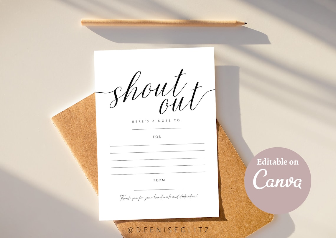 CLASSY Shout Out Cards for Staff Coworkers Employees Etsy