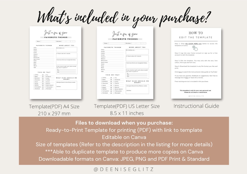 COMPREHENSIVE Employee Favorites List My Favorite Things PDF Etsy