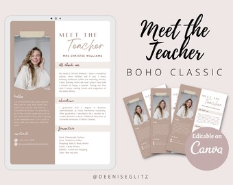 BOHO CLASSIC Meet The Teacher Template, Teacher Newsletter, Parent Communication Form, Back to School Printable, Editable on Canva