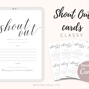 CLASSY Shout Out Cards, For Staff, Co-workers, Employees, Students or Teachers, Digital Templates, Printables, Editable on Canva