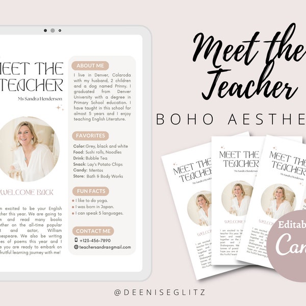 Meet The Teacher Template Neutrals Etsy