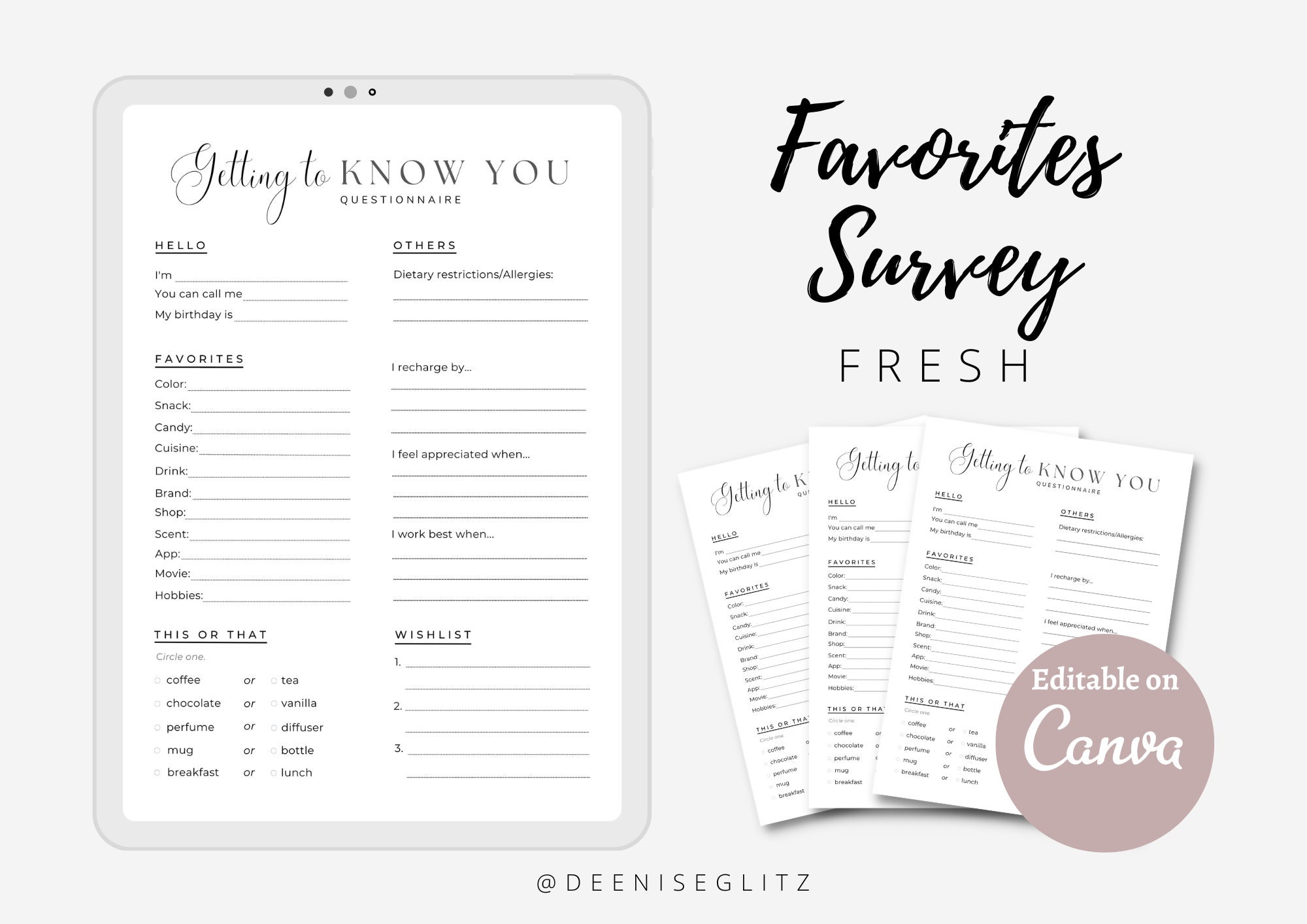 FRESH Employee Favorites List Template, My Favorite Things, Getting to FRESH Employee Favorites List Template, My Favorite Things, Getting to