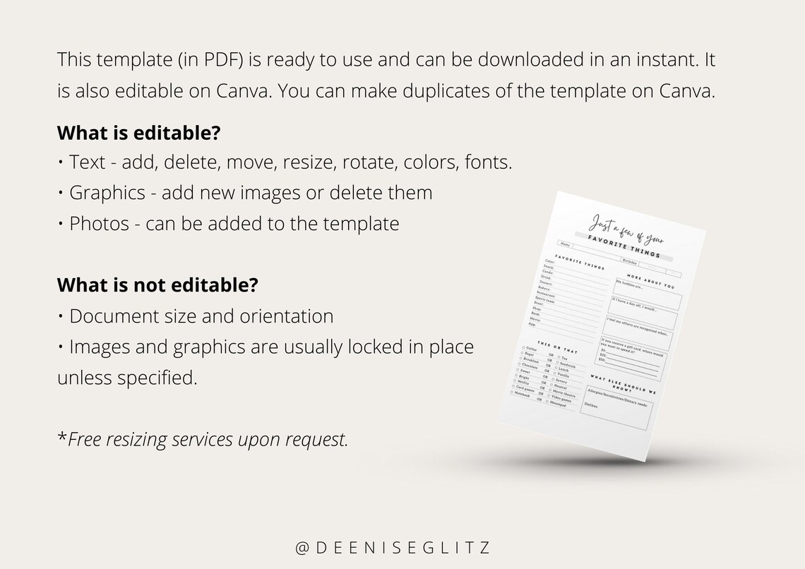 COMPREHENSIVE Employee Favorites List My Favorite Things PDF Etsy