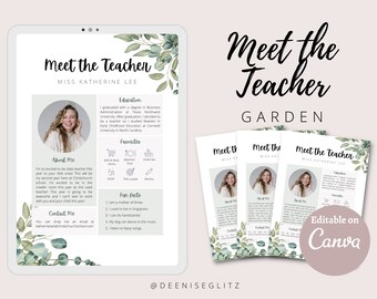 GARDEN Meet The Teacher, School Newsletter, Classroom Newsletter, Parent Communication Form, Back to School Printable, Editable on Canva