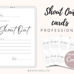 PROFESSIONAL Shout Out Cards für Mitarbeiter, Kollegen, Studenten oder Lehrer, bearbeitbar auf Canva