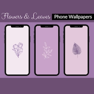 51 Minimalist Flowers Leaves Phone Wallpapers, Pinkish Purple Aesthetic Floral Wallpaper, Boho Minimalist Phone Background, Botanical Leaf