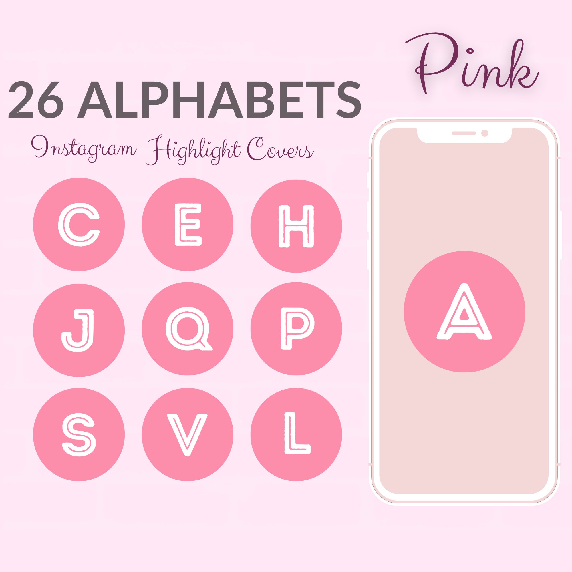 Alphabets Pink Instagram Highlight Cover, Capital Letters IG Highlight ...
