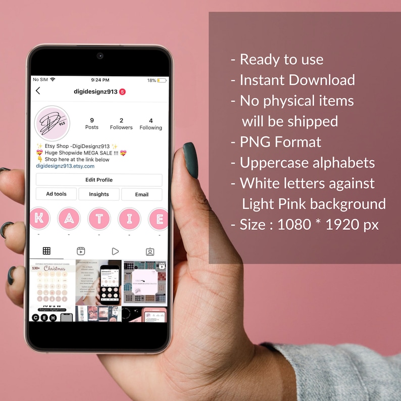 White Alphabet Light Pink Instagram Highlight Cover, Capital Letters ...
