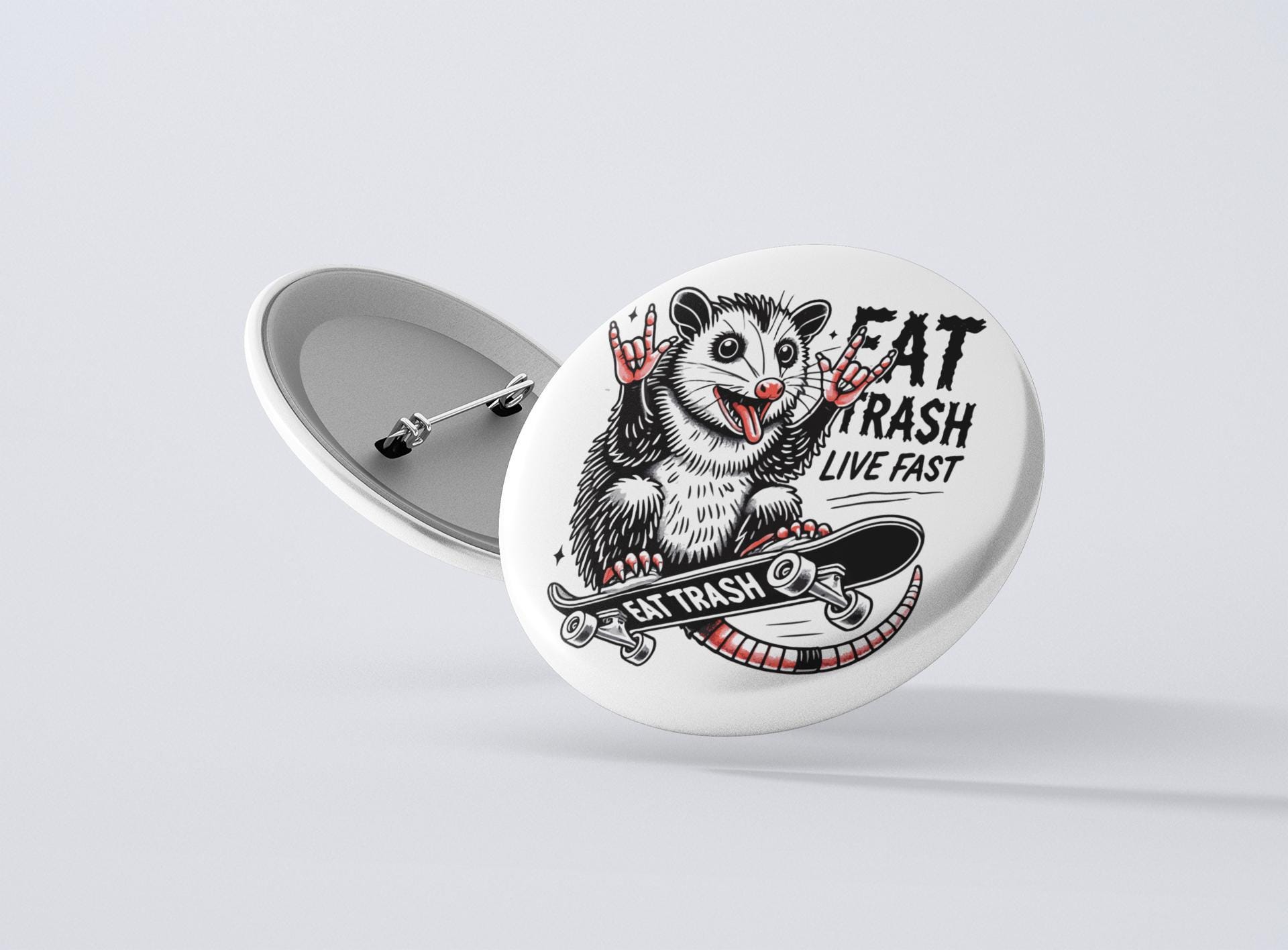 Possum Button Pin 1.5 Inch, Magnet, Skateboard, Humor, Funny, Gifts For Her, Gifts For Teens, Punk Inspired Opossum