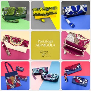Portafogli donna ABIMBOLA in cotone africano wax ed ecopelle, jeans o tessuto arredo. Idea regalo mamma, amica,  collega!