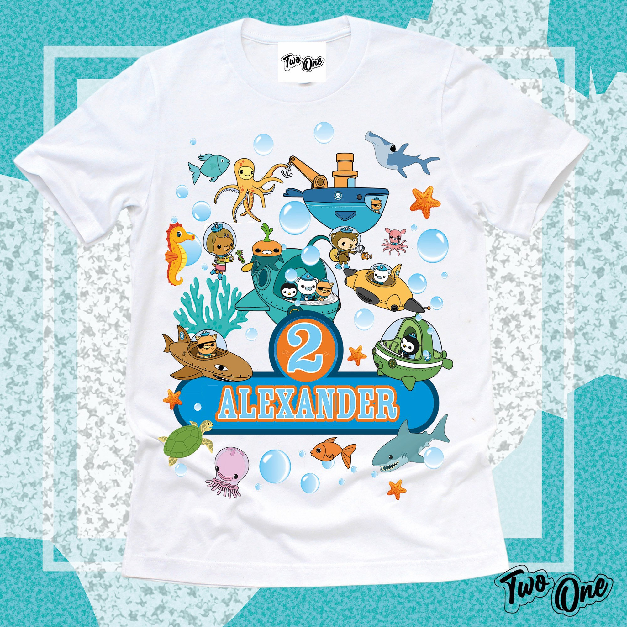 T-Shirt Bambini Octonauts - 100% Cotone Fruit Of The Loom - Set 2 - Taglie 1-15 Anni