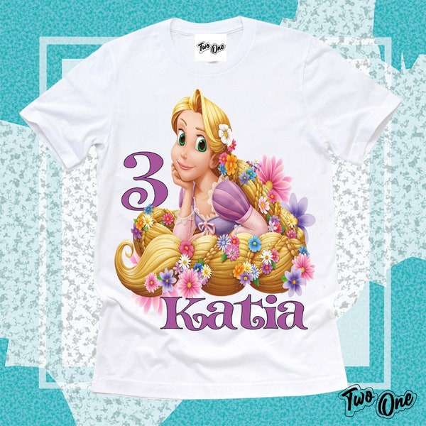 Anniversaire de chemise de Raiponce, chemise d'anniversaire de princesse Raiponce, t-shirt de Raiponce, chemise d'anniversaire de Raiponce, chemise de thème de fête de Raiponce, chemise personnalisée.