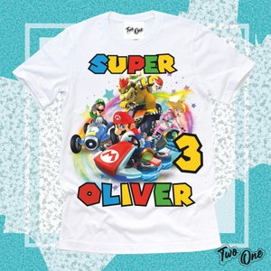 Camisa personalizada de cumpleaños de Mario, camisas familiares personalizadas, camisa de cumpleaños GIF, súper regalo, camisa de todos los tamaños, camisetas familiares personalizadas, camisa inspirada en Mario
