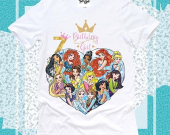 Princess Birthday T Shirt,Disney Princess Birthday Shirt ,Personalized All Princess shirt, All Princess Birthday Shirt,All Princess Shirt
